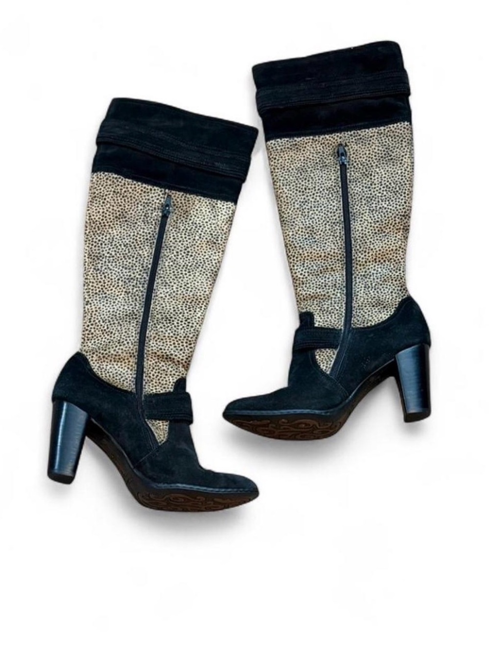 Born Crown Valencia Pony Hair Leopard Knee High Boots Size 9 - Picture 4 of 8
